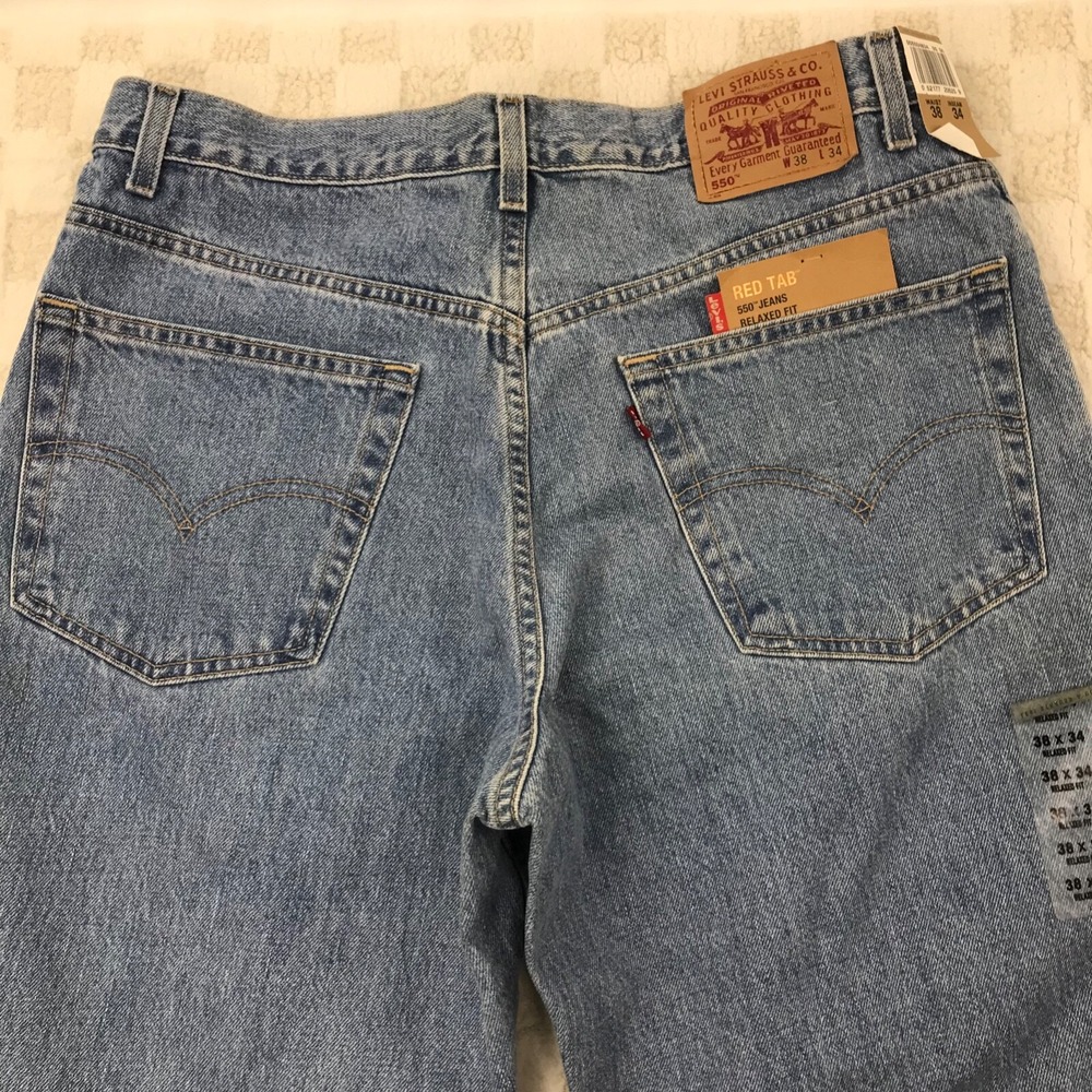 Vintage Levis Jeans Mens 38x34 Blue Denim 550 Relaxed Fit Y2K Grunge Deadstock